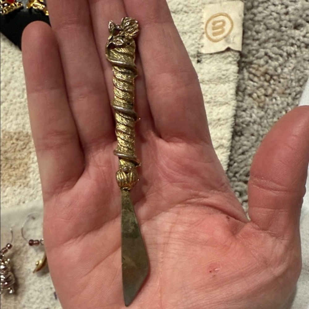 Vintage gold rose cheese spread butter knife